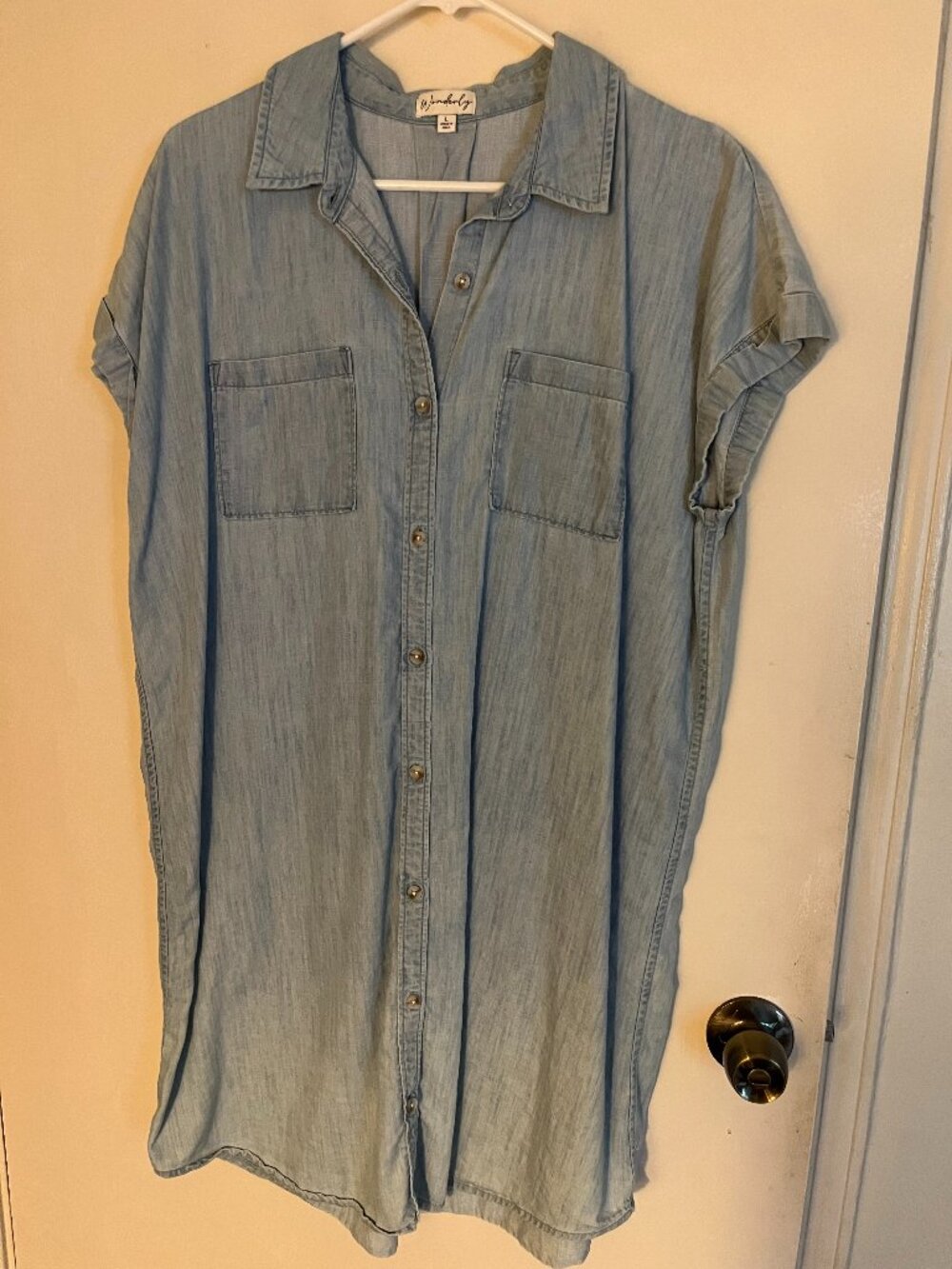 Wonderly Blue Jean Shirt Dress Size L